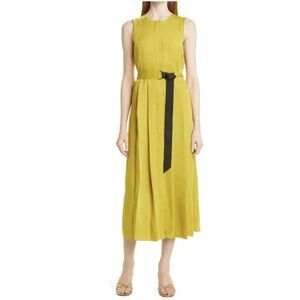 Ted Baker London Pleana Yellow Pleated Midi Dress Sleeveless Pocket Size 1 Small